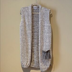 Fabiana Filippi white and heather grey with grey feathers on pocket